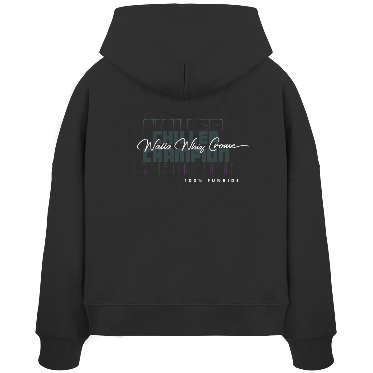 Chiller & Champion, Schwarz - Womens Organic Boxcut Hoodie