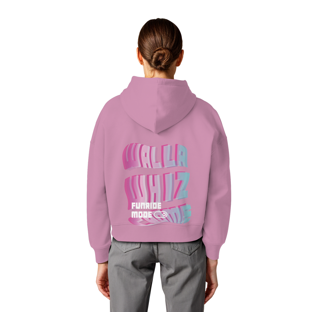 Funride Mode On, Rosa - Womens Organic Boxcut Hoodie