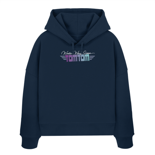 Beware Funrider Crossing, Navy - Women's Organic Boxcut Hoodie