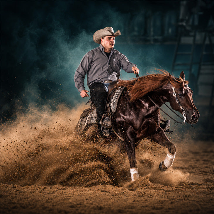 Walla Whiz Crome (TomTom), Reining stallion in action