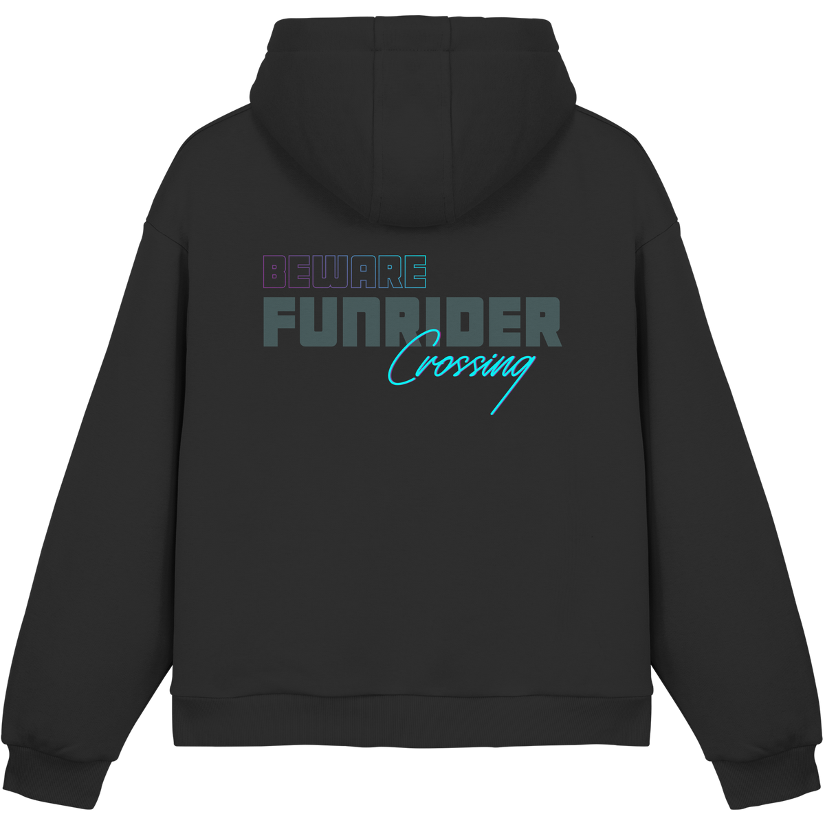 Beware Funrider Crossing, Black - Fluffy Boxcut Hoodie