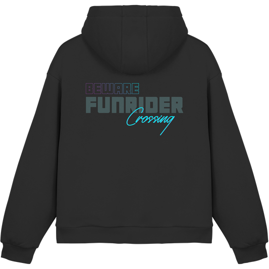 Beware Funrider Crossing, Black - Fluffy Boxcut Hoodie