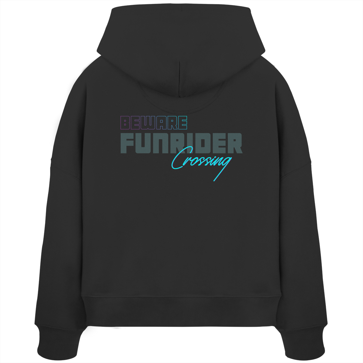 Beware Funrider Crossing, Black - Women's Organic Boxcut Hoodie