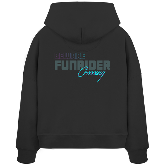 Beware Funrider Crossing, Black - Women's Organic Boxcut Hoodie