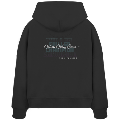 Chiller & Champion, Schwarz - Womens Organic Boxcut Hoodie