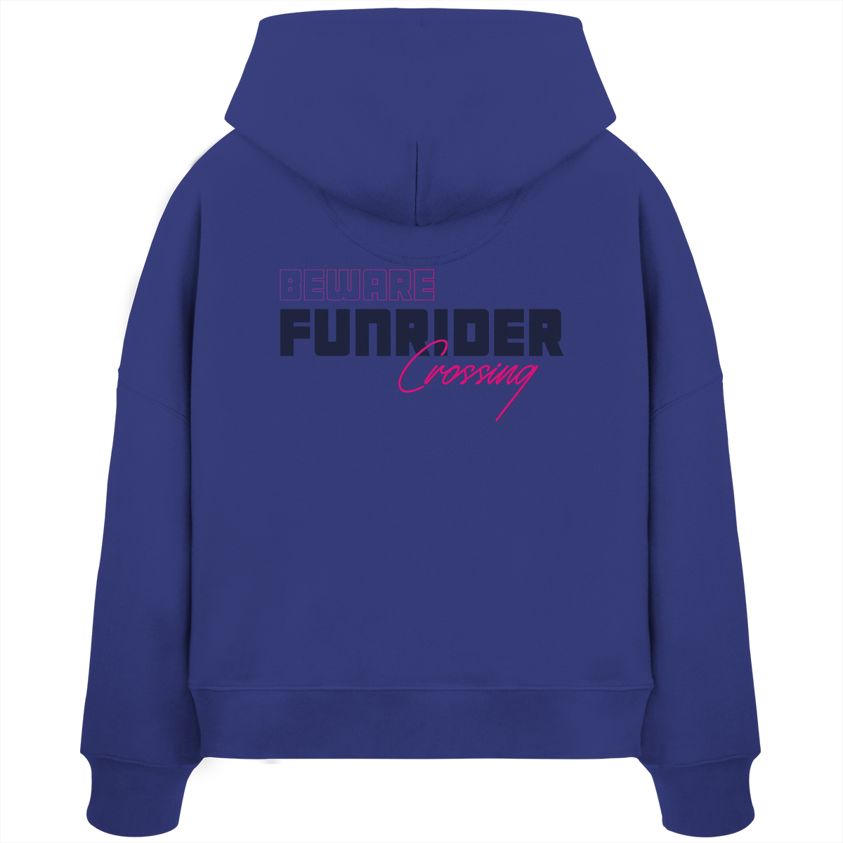 Beware Funrider Crossing, Blue - Women's Organic Boxcut Hoodie