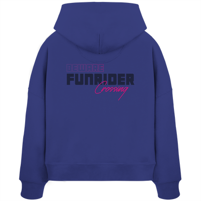 Beware Funrider Crossing, Blue - Women's Organic Boxcut Hoodie