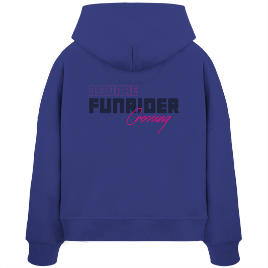 Beware Funrider Crossing, Blue - Women's Organic Boxcut Hoodie