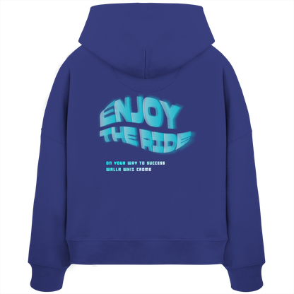 Enjoy the Ride, Blue - Women's Organic Boxcut Hoodie
