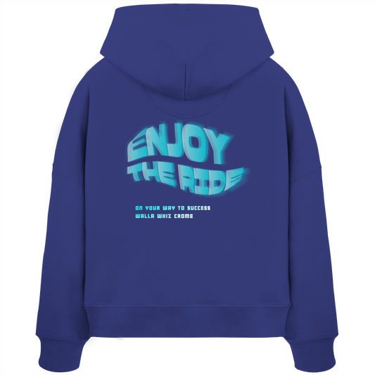 Enjoy the Ride, Blue - Women's Organic Boxcut Hoodie