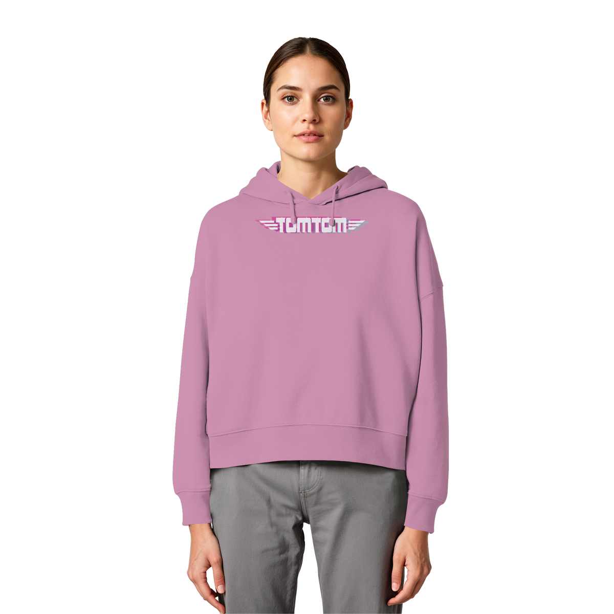 Funride Mode On, Rosa - Womens Organic Boxcut Hoodie