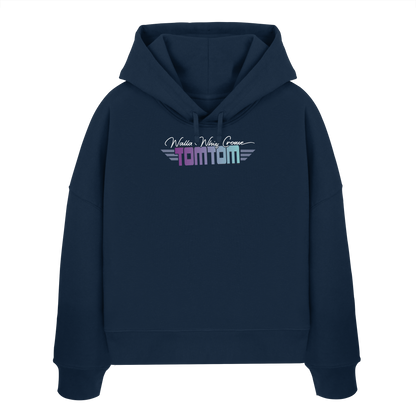 Beware Funrider Crossing, Navy - Women's Organic Boxcut Hoodie
