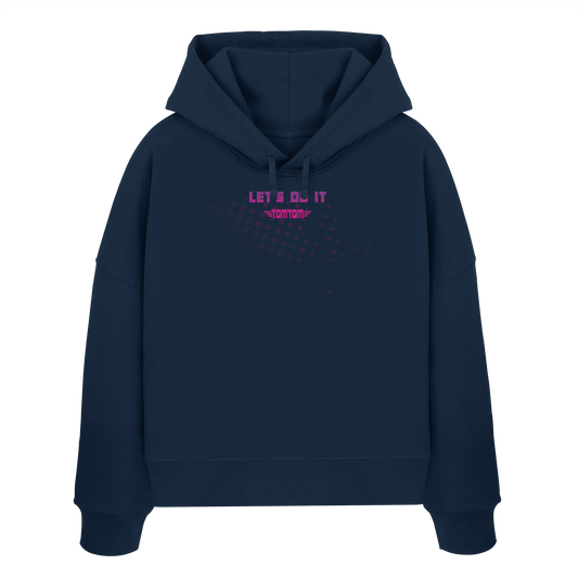 Let's Do It, Dots Navy - Women's Organic Boxcut Hoodie